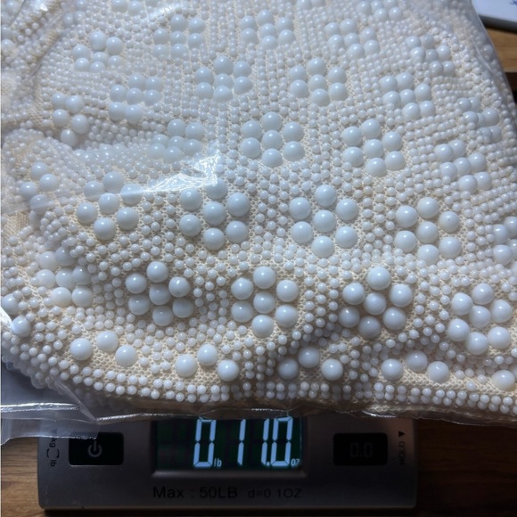 Vintage 1950s Candy Dot Cream & White Double Beaded Hand Bag - Picture 15 of 15